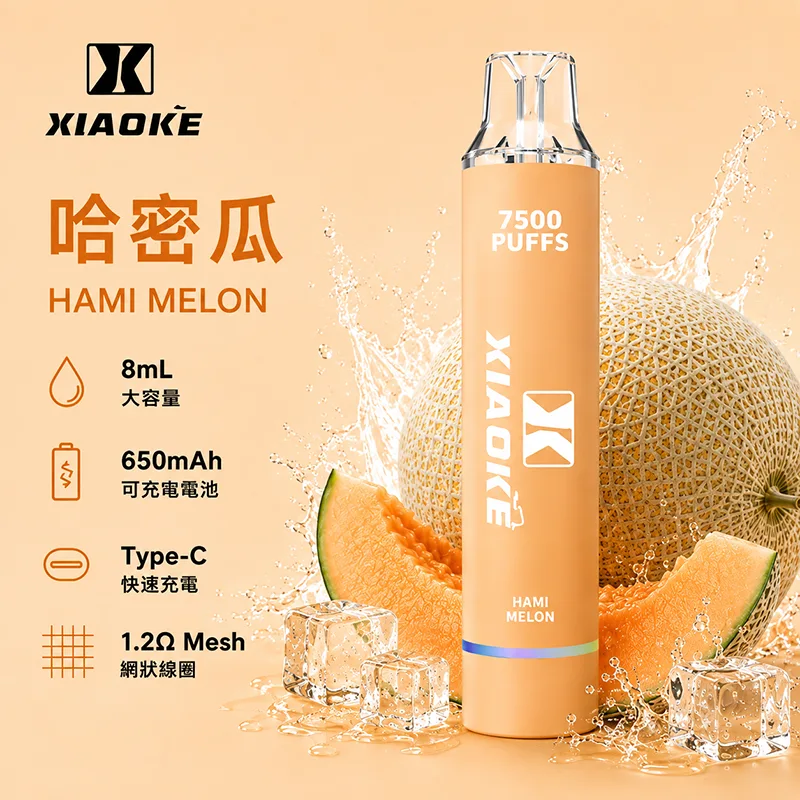 XIAOKE 梟客 一次性電子煙|7500口 XIAOKE梟客7500口一次性電子煙 哈密瓜口味