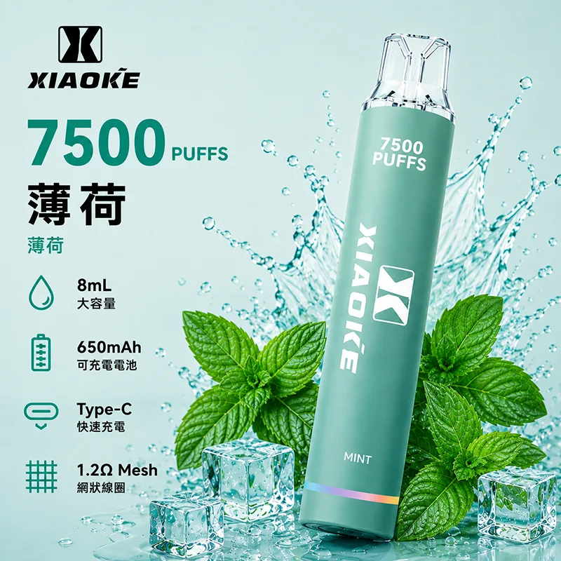 XIAOKE 梟客 一次性電子煙|7500口 XIAOKE梟客7500口一次性電子煙 薄荷口味
